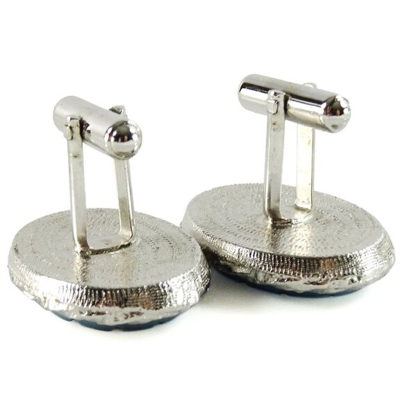 Vintage Big Warrior Cameo Cufflinks Large Oval Blue Cuff Links Soldier Knight - Picture 3 of 3